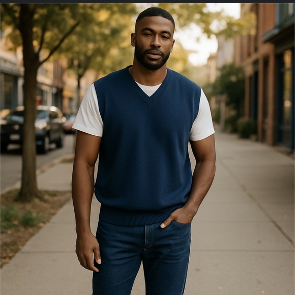 Brooks Brothers Blue Cashmere Vest 3 ply Scottish  soft sweater vest Sz XL - Picture 9 of 11